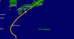 Đường đi của bão Trà Mi theo dự báo ngày 30/9.